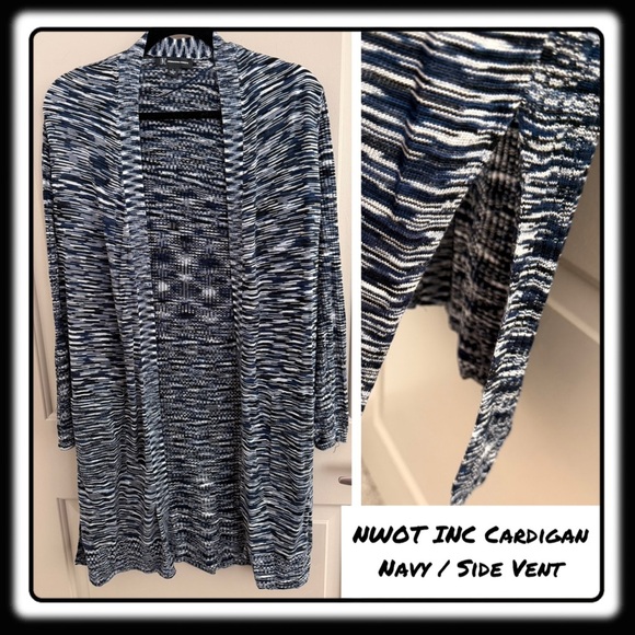 NWOT INC Deep Navy Duster Cardigan long sleeve - Picture 1 of 8